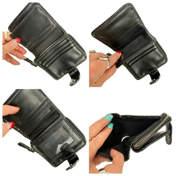 Coach Ocelot Leopard Print Crossbody Bag with Compact Wallet Black/Silver Fabric - Picture 9 of 17